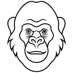 Gorilla Face in Single Stroke Vector Art