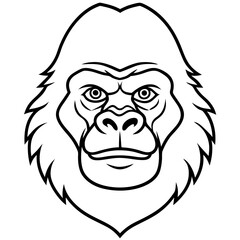 Gorilla Face in Single Stroke Vector Art