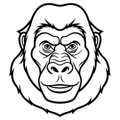 Gorilla Face in Single Stroke Vector Art