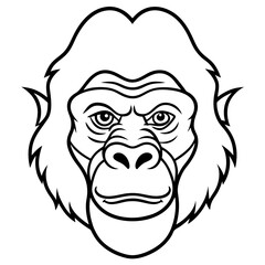 Gorilla Face in Single Stroke Vector Art