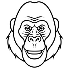 Gorilla Face in Single Stroke Vector Art