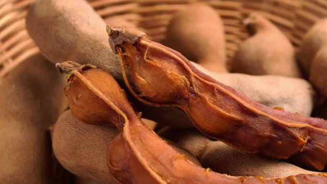 Ripe tamarind in a basket