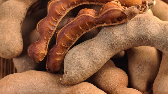 Ripe tamarind in a basket