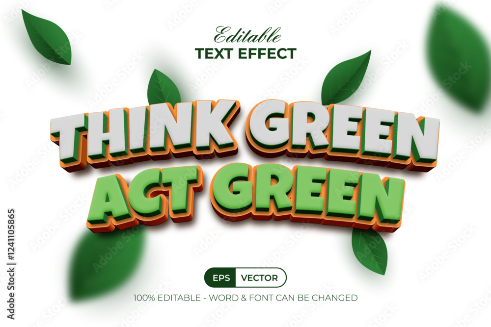 Poster 3d curved text effect nature style. editable text effect.