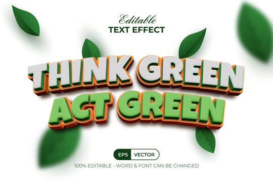 3D Curved Text Effect Nature Style. Editable Text Effect.