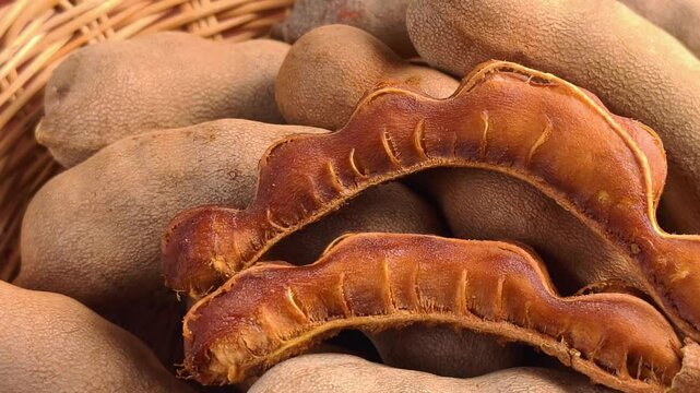 Ripe tamarind in a basket