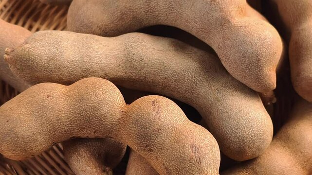 Ripe tamarind in a basket