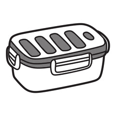 simple black and white line art lunch box