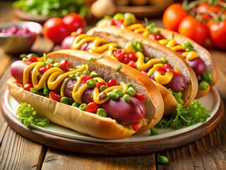 Juicy Hot Dog with Mustard & Toppings - National Fast Food Day Celebration