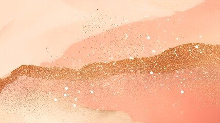Fototapeta premium Peach and rose gold gradient with glitter – ideal for chic designs and luxurious aesthetics, modern wallpapers and banners