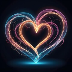 Heart glowing shape, Heart Icons, glow effect, lovers on Valentines day, 