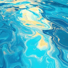 Vibrant Abstract Water Texture with Swirls and Flowing Patterns in Blue and Yellow Hues