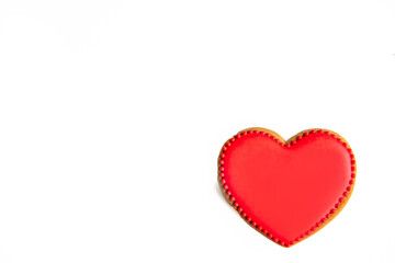 Red Heart Valentine Cookie on White Background