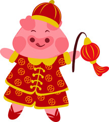 Illustration of a pig on Chinese New Year
