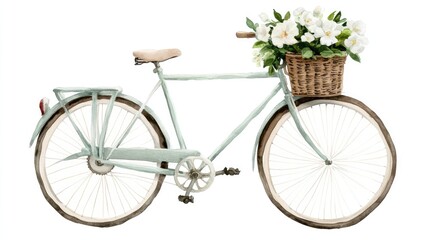 Romantic Bicycle with Flower Basket Clipart Image