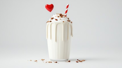 Retro Diner Milkshake with Heart Straw Decoration