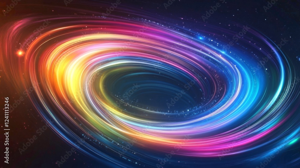 Poster swirling colors create a vibrant cosmic vortex in a stunning digital display of movement