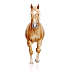 Obraz premium Majestic Chestnut Horse Galloping Gracefully on White Background