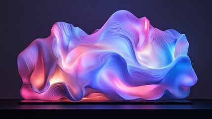 Obraz premium Abstract Artwork: A Large, Curved, and Flowing Formwork of Pink, Purple, and Blue Light