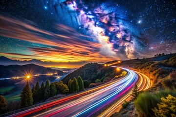 Long Exposure Light Painting Landscape: Vibrant Colors & Abstract Shapes