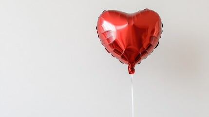 Shiny Red Heart Balloon Against Minimalist Background