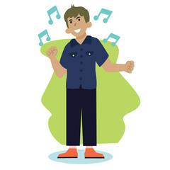 Vector of a men are happily swaying and enjoying the music