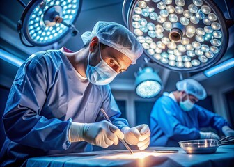 Low Light Keyhole Surgery: Skilled Surgeon Performing Minimally Invasive Procedure
