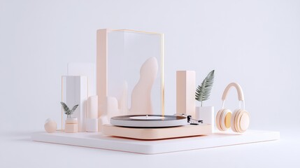 Vintage Record Player with Modern Minimalist Decor