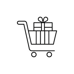 Shopping card line art vector with white background.