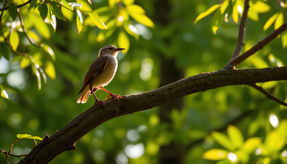 Obraz premium Bird on tree on sunnylight forrest 2