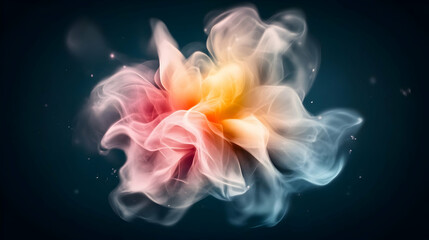 Abstract colorful smoke swirl, dark background, design element, website banner