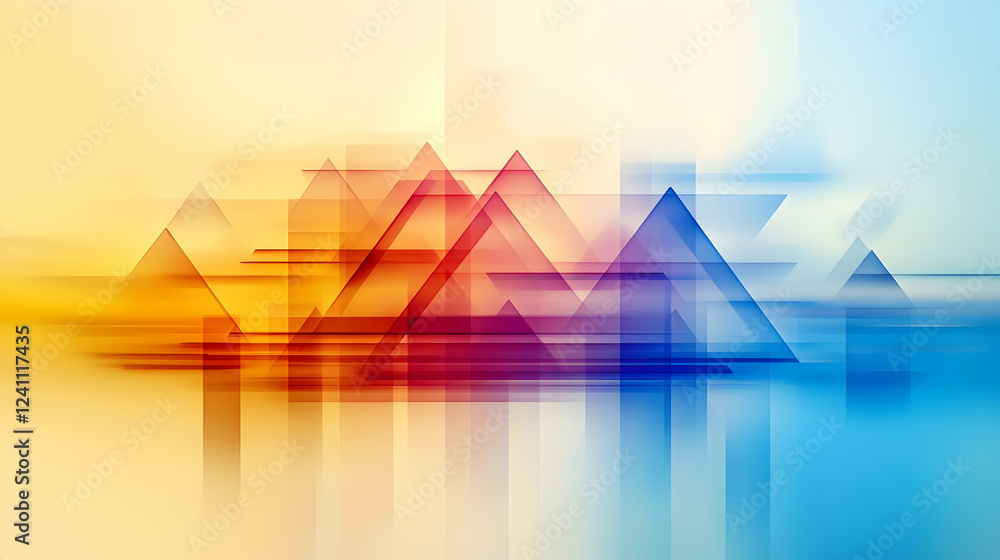 Poster Abstract colorful triangles motion background; website header, presentation slide