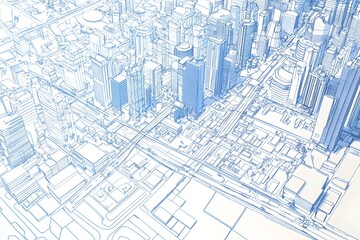 Blueprint Cityscape Aerial View Urban Architecture Design