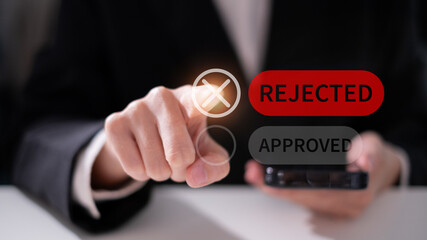 Businessman rejected document business contract failure decision finance problem concept