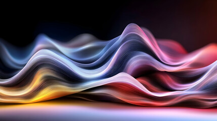 Abstract colorful waves flowing, dark background, digital art, website banner
