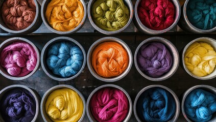 Vibrant Collection of Colorful Yarn Skeins
