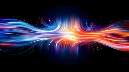 Obraz premium Abstract energy flow, vibrant colors, dark background, cosmic swirls, ideal for tech or design