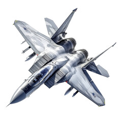 Isolated View of a Camouflage Military Fighter Jet