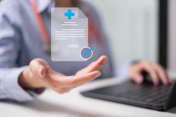 Professional healthcare worker doctor physician medical certificate report concept