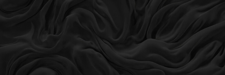 Fototapeta premium Abstract waves of fabric in black colors.