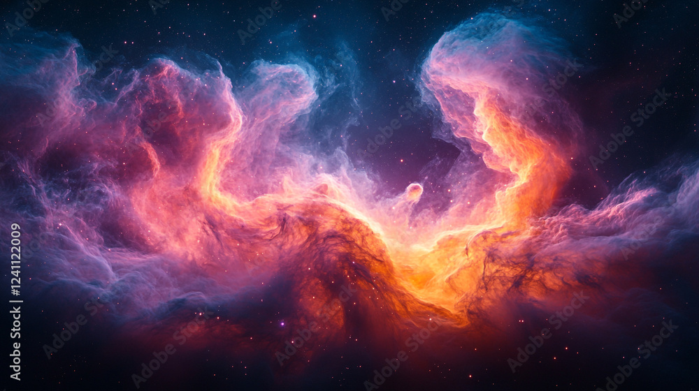 Aufkleber cosmic clouds illuminate the universe with vibrant colors and swirling patterns