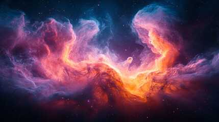Cosmic clouds illuminate the universe with vibrant colors and swirling patterns