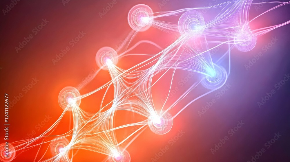 Poster abstract network connection, glowing nodes, digital data flow, technology background, ideal for tech