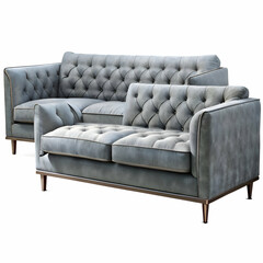 Fototapeta premium Luxury Sectional Sofa. Modern Velvet Upholstery and Elegant Design