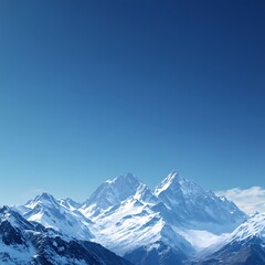 Obraz premium Brilliant Blue Sky Framing Snowy Mountain Peaks