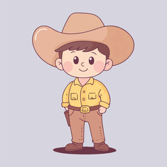 Naklejka premium A Cute cowboy vector cartoon illustration