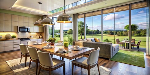 Luxury Kitchen & Dining Room Overlooking Scenic Golf Course