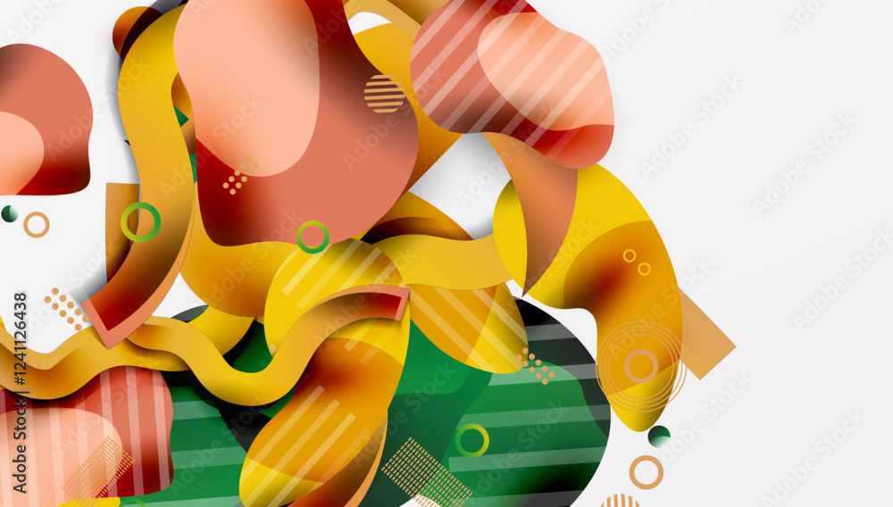 Poster abstract liquid shapes and lines background