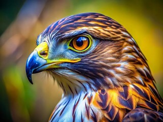 Macro Close-up of a Hawk's Head Feathers, Detailed Texture and Sharp Focus