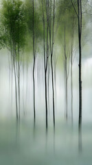Serene Forest with Sparse Trees Shrouded in Mist